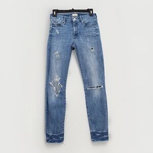 Mother Jean Women 25 Blue The Looker Ankle Fray Naughty Intention Blue Denim